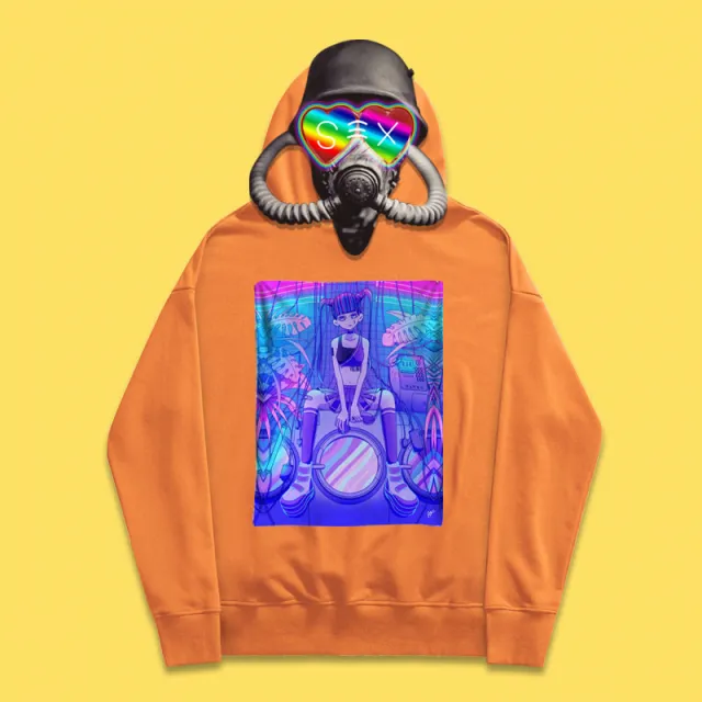 Essential hoodie with inkjet steam wave Orange - Shop at LoveMi