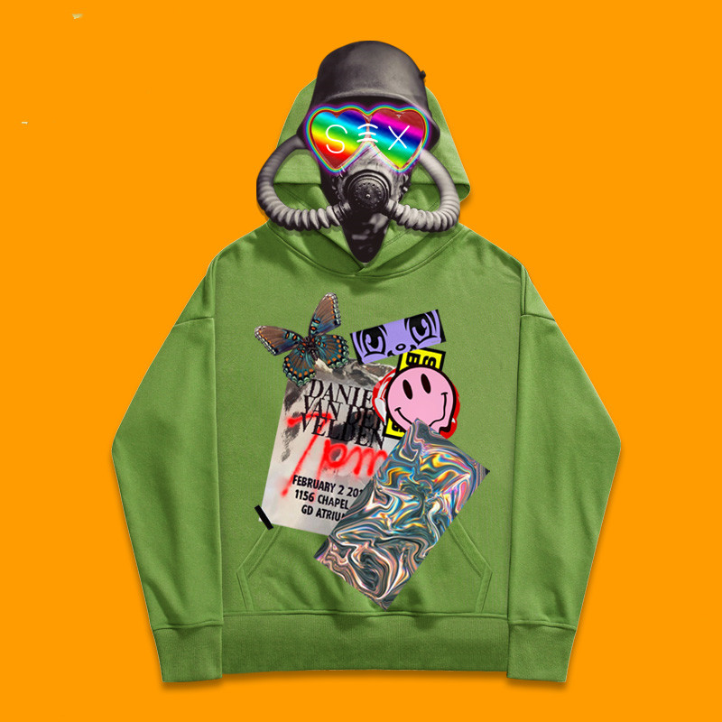 Butterfly smiley stitching fog hoodie