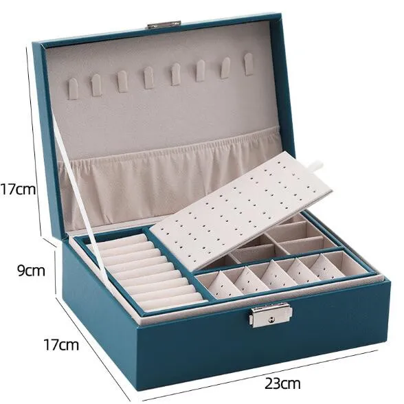 Double-layer lockable jewelry storage and sorting box - Green