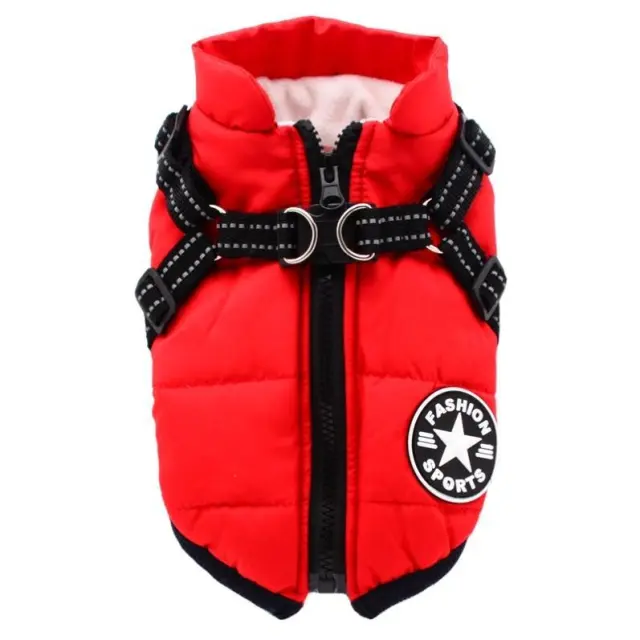 Down jacket cotton coat Pomeranian Teddy dog clothes Red - Shop at LoveMi