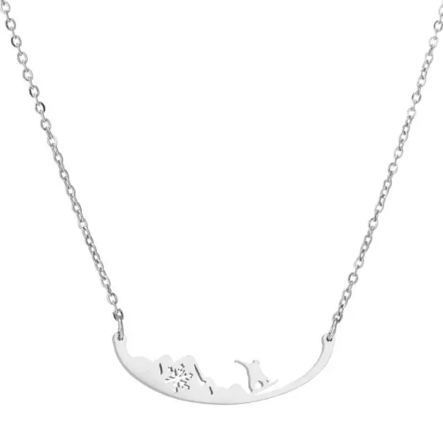 Stainless steel musical note necklace Snowboard Silver - Shop at LoveMi