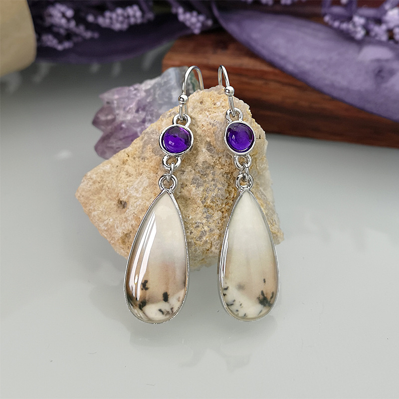 Ethnic drop-shaped earrings  High-end gift box