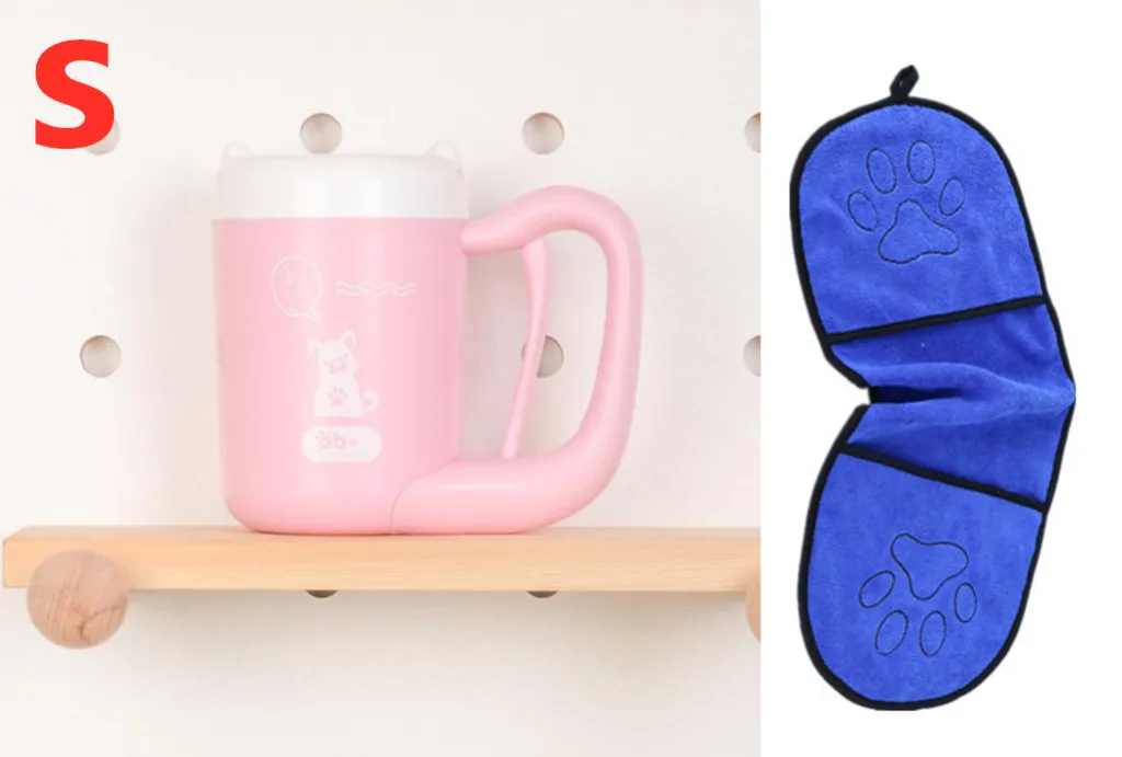 Pet Cat Dog Foot Clean Cup Cleaning Tool Silicone Washing Brush Paw Washer - Pink And Blue