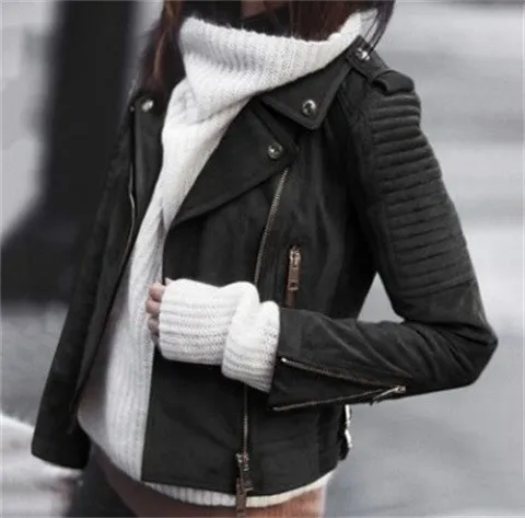 Flannel simple and handsome motorcycle jacket Black - Shop at LoveMi