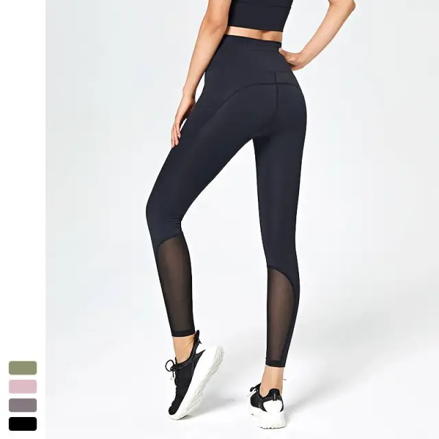 Tight elastic mesh breathable pocket gym pants Black - Shop at LoveMi