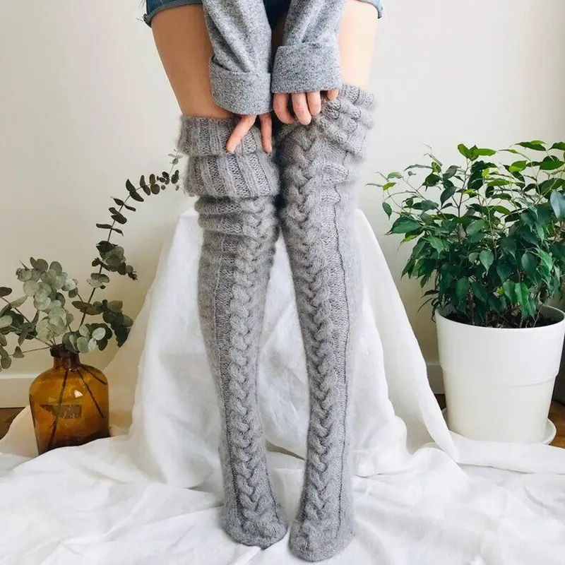 Winter Socks Over the Knee Lengthened Long Tube Knitted