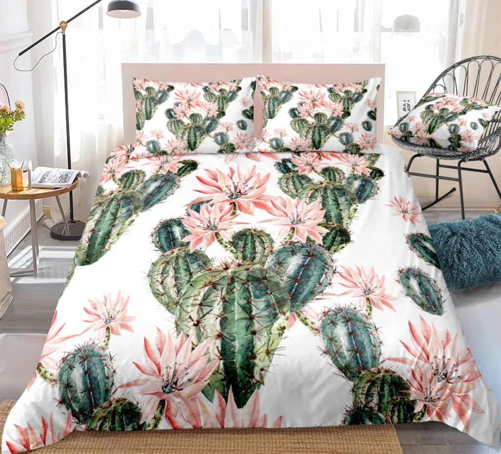 Three or four sets of home textile bedding - Pink Cactus