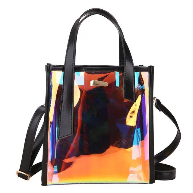 Transparent fashion jelly picture mother handbag Black - Shop at LoveMi