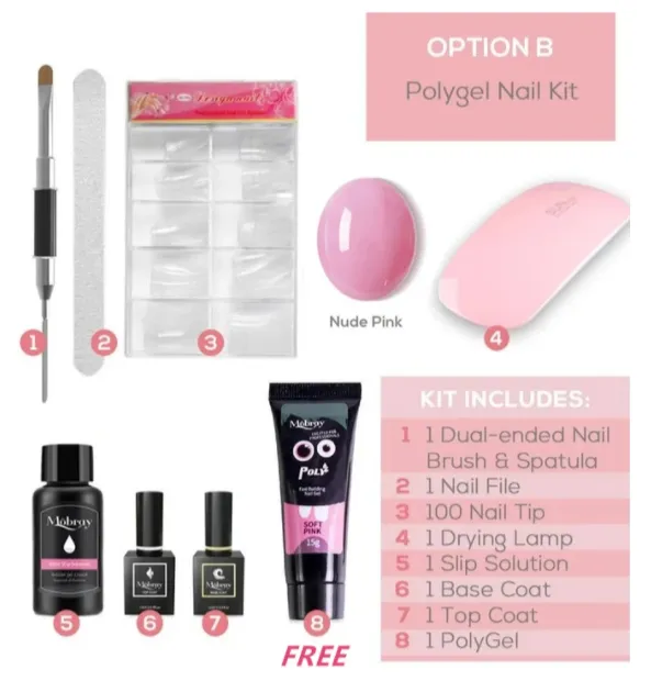 Nail extension glue 15ml non paper support crystal fast nail extension gel UV phototherapy glue Nude Pink Full Kit - Shop at LoveMi