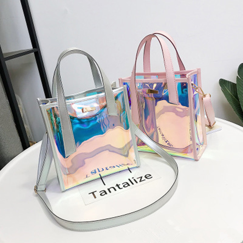 Transparent fashion jelly picture mother handbag