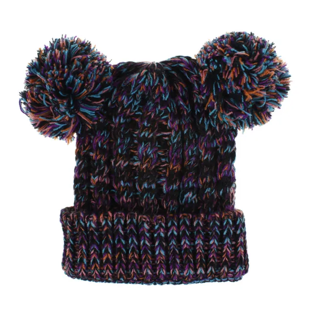 Double ball knitted cap for girls Orange Purple - Shop at LoveMi