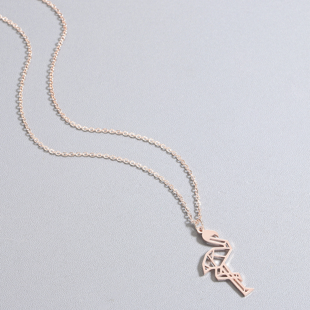 Origami Hollow Flamingo Necklace