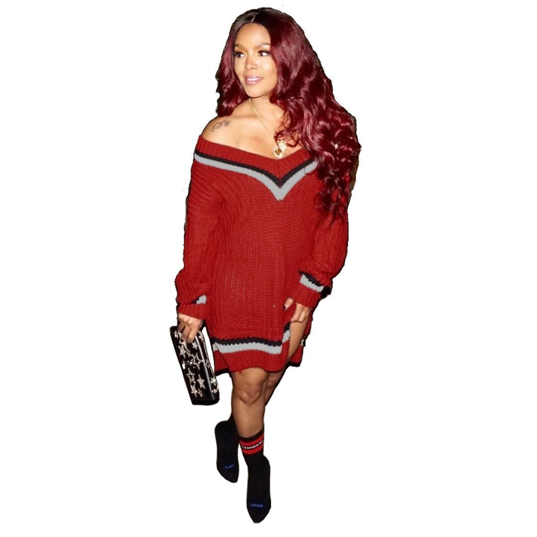 V-neck bag hip dress