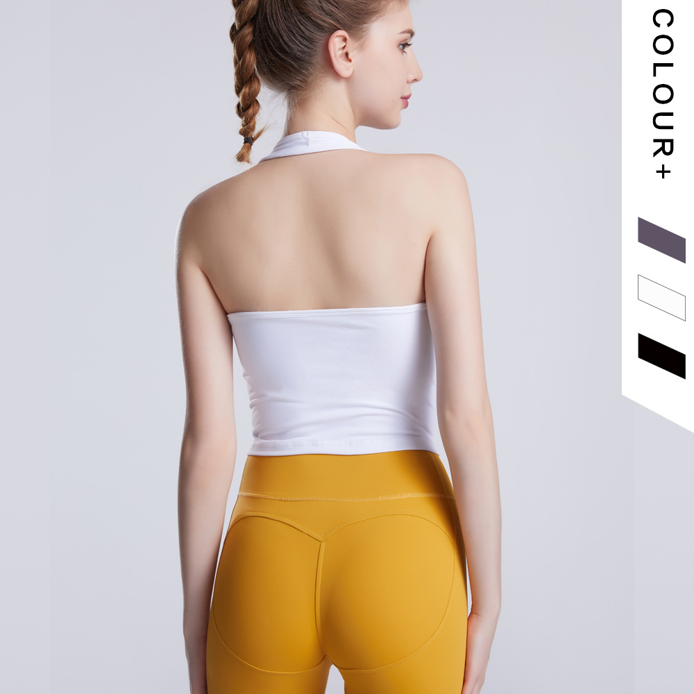 Halter sports yoga wear with chest pad