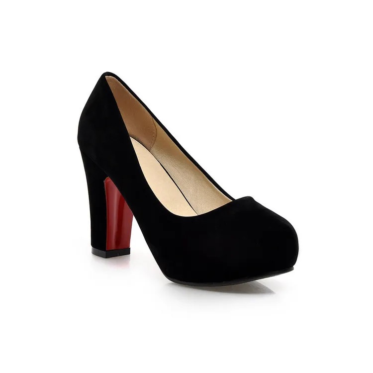 High heel round toe platform women's shoes - Black