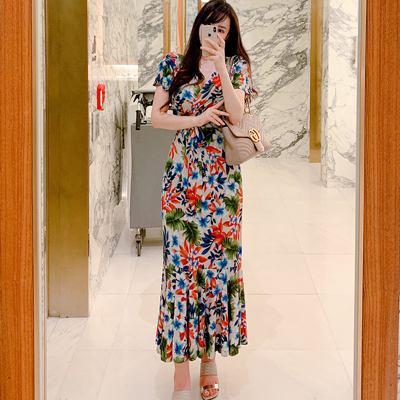 One piece dress with mermaid tail waist and slit