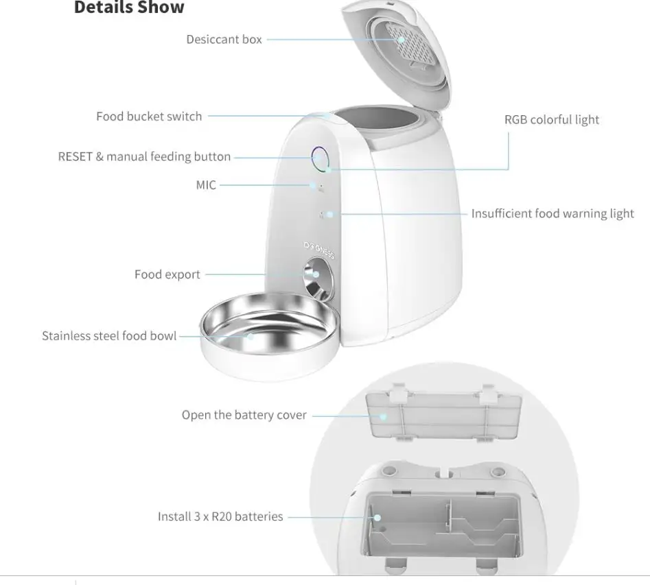 2L Automatic WiFi Smart App Feeder Food