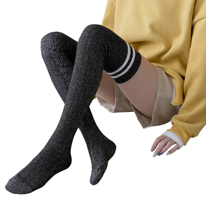 Over the knee socks women high tube thigh socks - Black