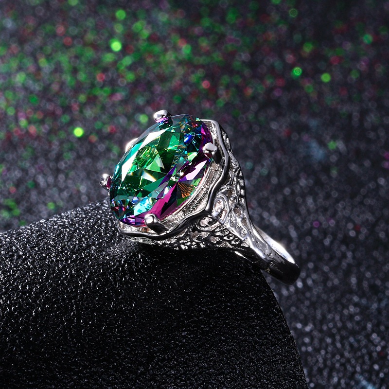 Colorful Oval Zircon Ring