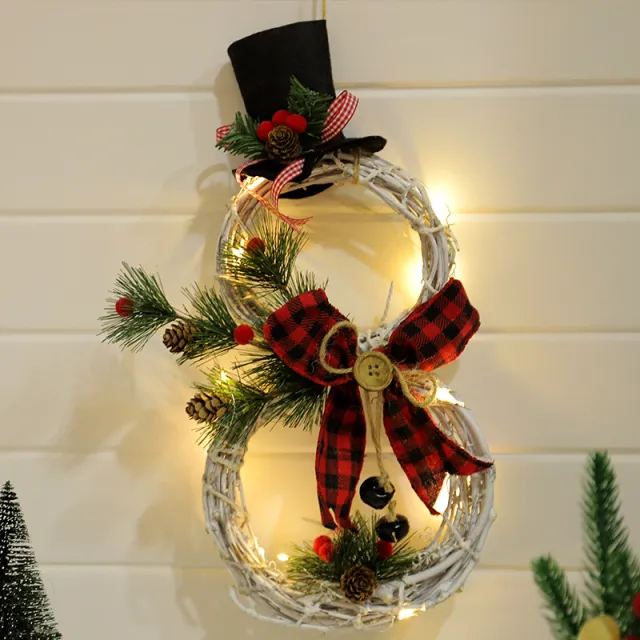Christmas wreath pendant LED lights garland Redblack - Shop at LoveMi