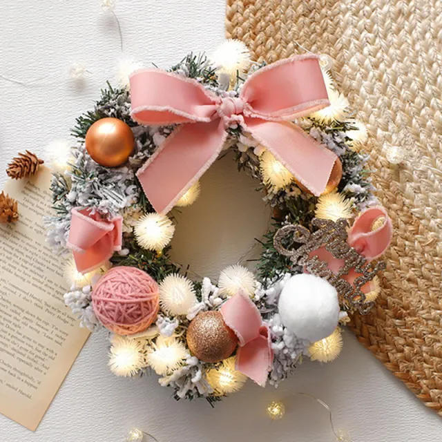 Multicolor Christmas Pendant LED Light String Wreath Package Decoration Pink - Shop at LoveMi