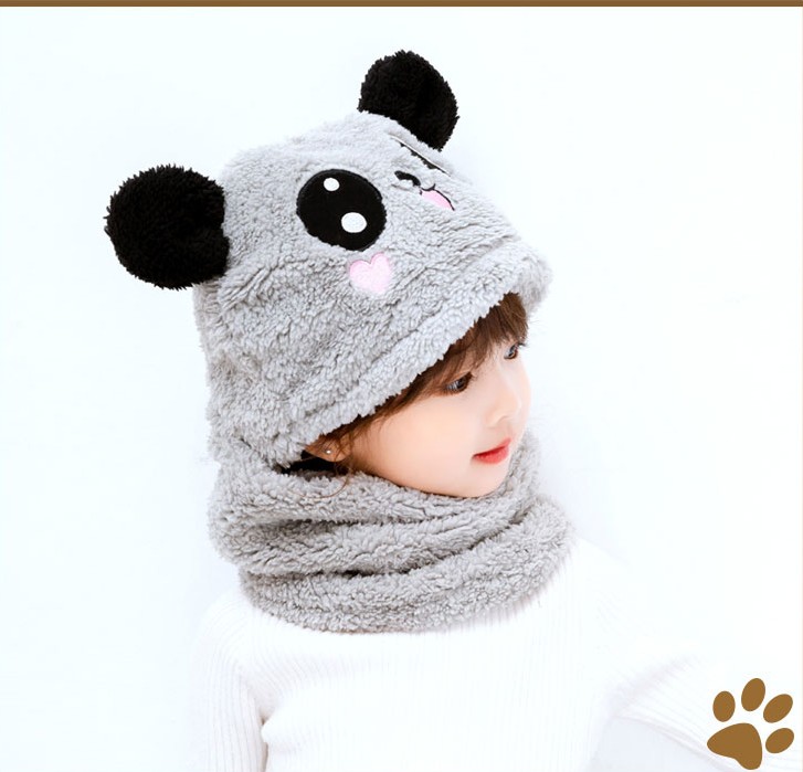Thick warm plush parent-child ear protection cap for children