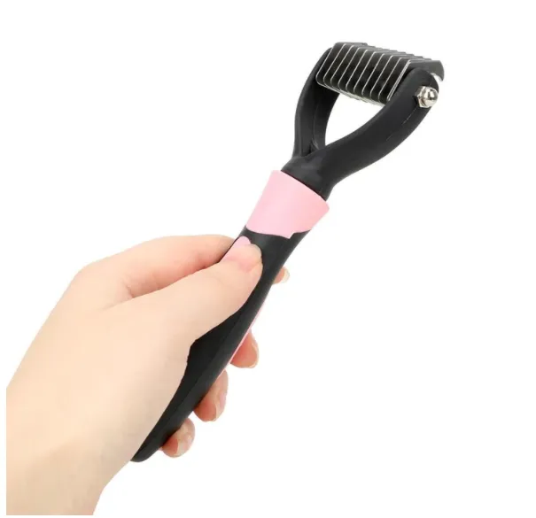 Stainless steel single knife head pet comb - Pink