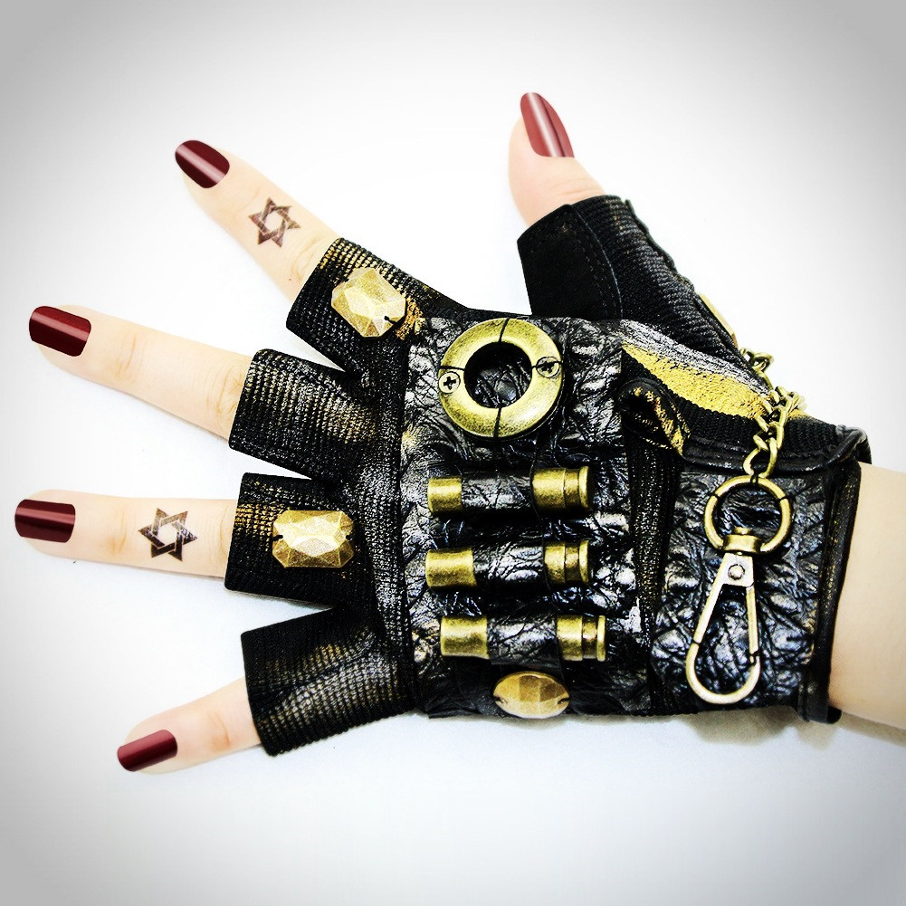 Motorcycle steampunk neutral half-finger gloves
