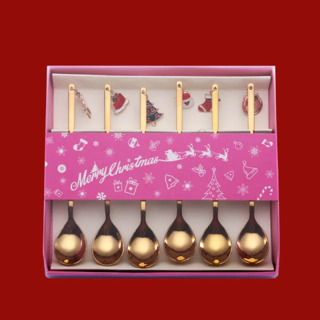 Merry Christmas Spoons Xmas Party Tableware Ornaments Christmas Decorations Gold Suit - Shop at LoveMi
