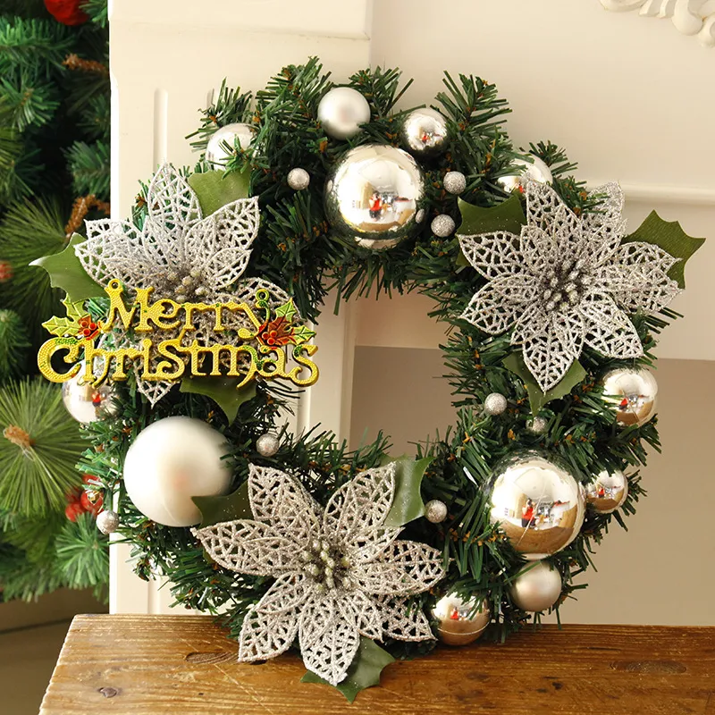 Christmas Decorations Christmas Wreath Home Decor For Home Garden Decorations Mall Door Decoration - Silver