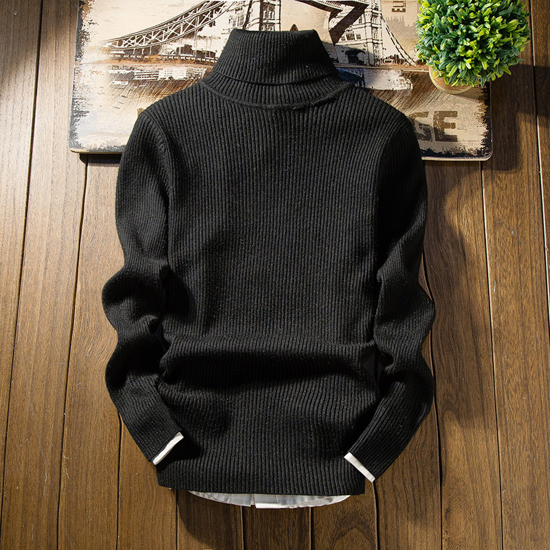 Men's Hong Kong style solid color turtleneck sweater