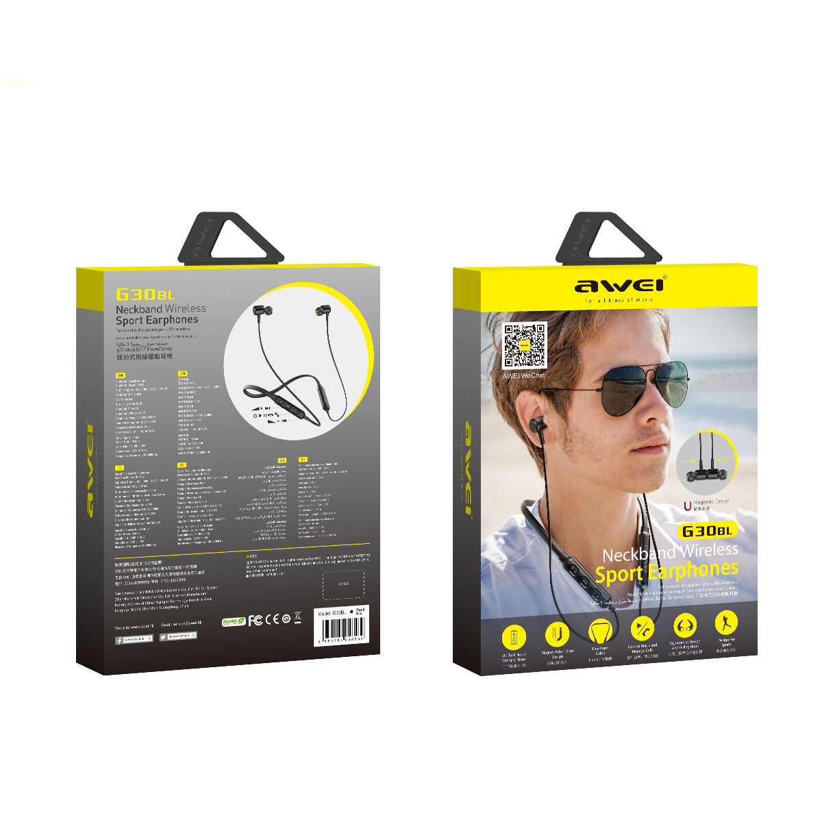 Magnetic suction headset hanging neck