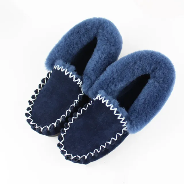 Thick flat bottomed low cut sheepskin black shoes ankle boots Blue - Shop at LoveMi