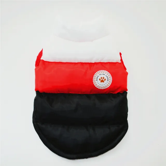 Winter dog color matching padded jacket Black Red - Shop at LoveMi