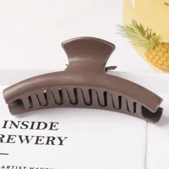 Geometric matte top clip back head catch clip - Brown - View 1