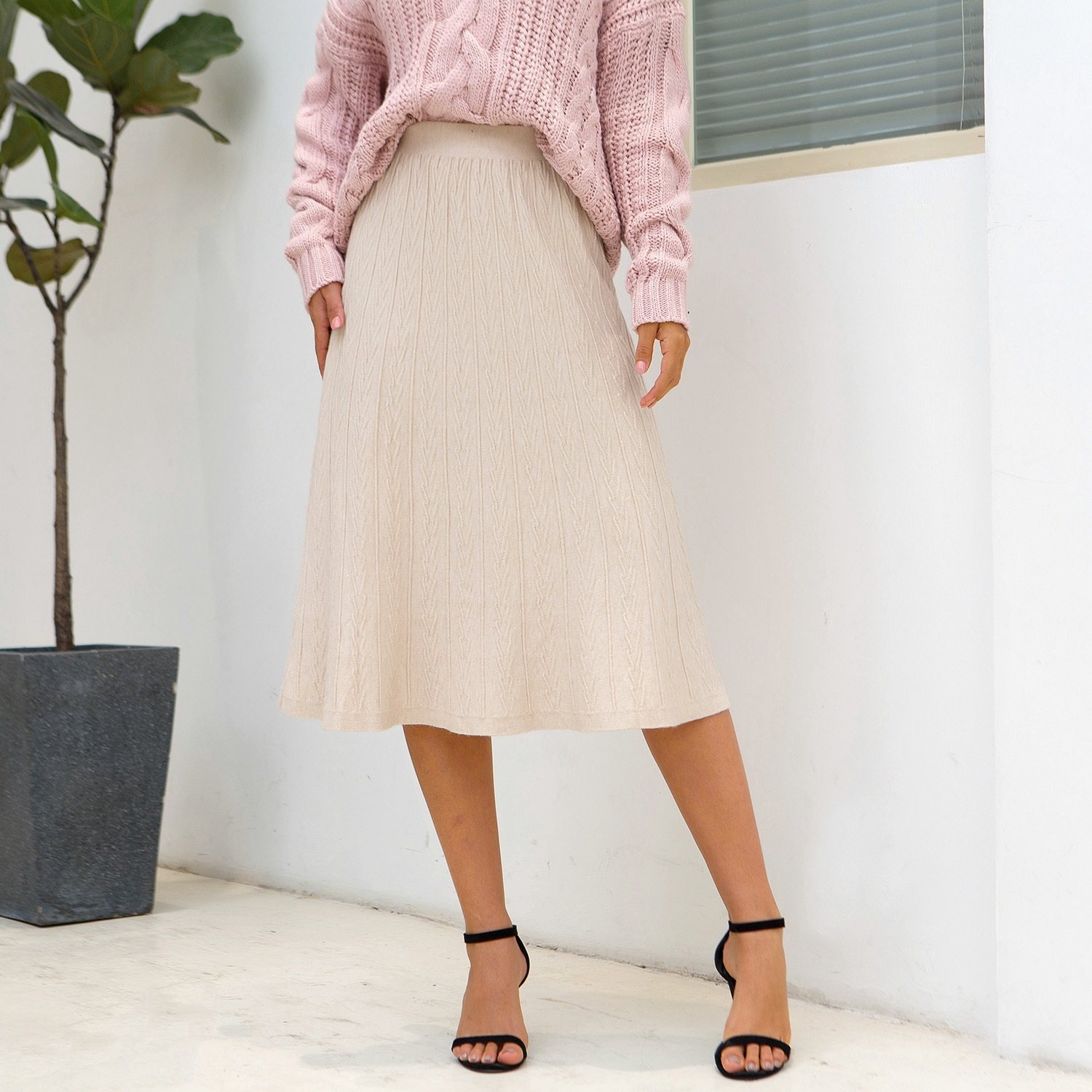Long skirt knitted sweater dress
