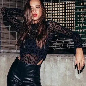 Black Leopard Mesh Bodysuit Black - Shop at LoveMi
