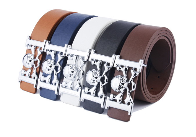 Student decorative skull smooth buckle belt