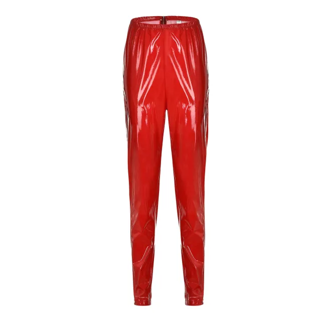 Skinny high waist leather pants Red - Shop at LoveMi