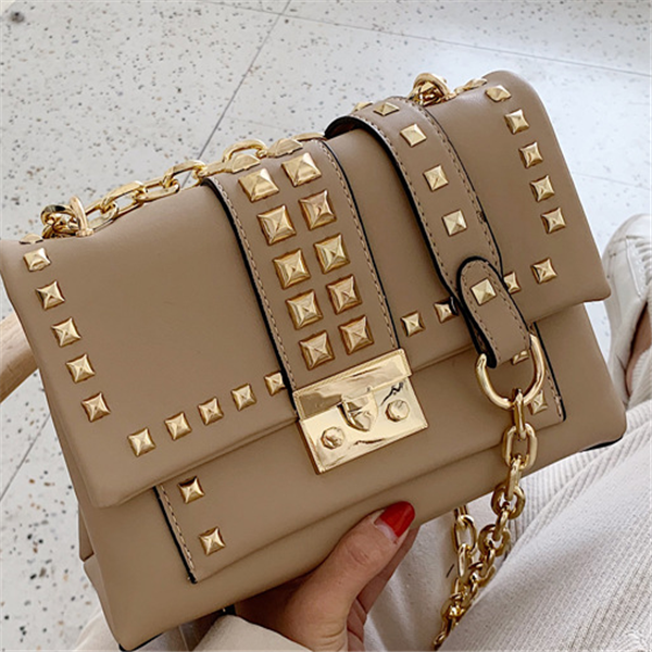 Chain stud shoulder bag