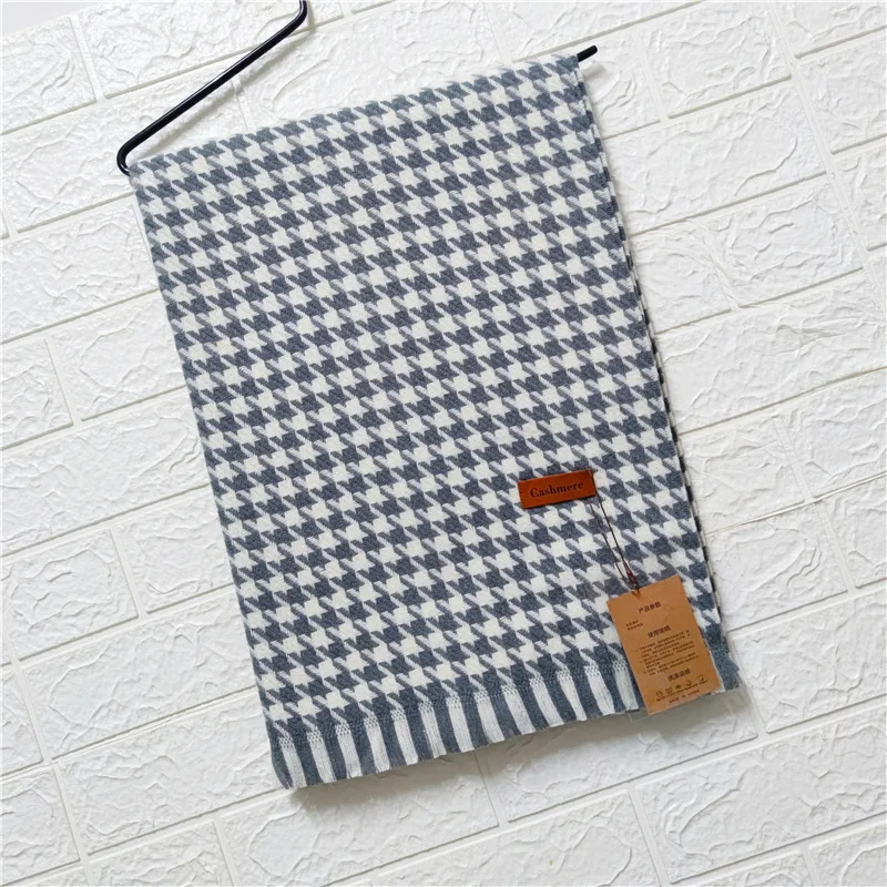 Imitation cashmere houndstooth scarf - Grey
