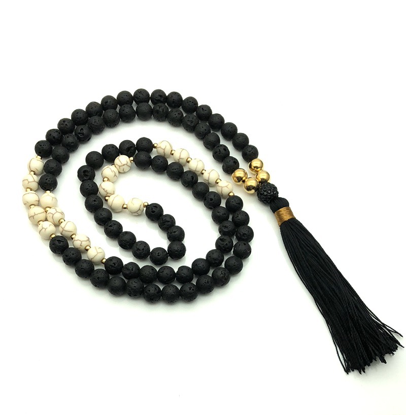 Volcanic Stone Tassel Necklace