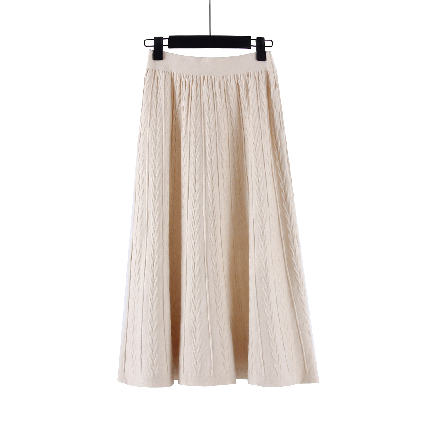 Long skirt knitted sweater dress Apricot Beige - Shop at LoveMi