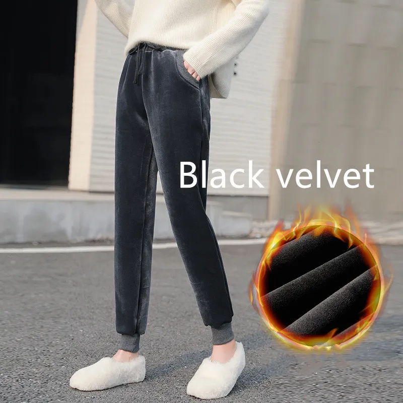 Plush padded lamb velvet sweatpants - Grey