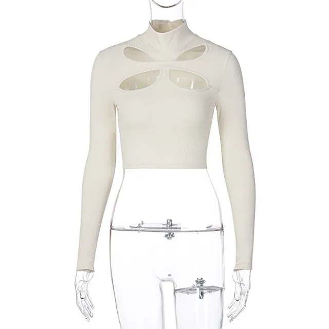 Temperament solid color hedging slim long sleeved bottoming shirt Khaki - Shop at LoveMi