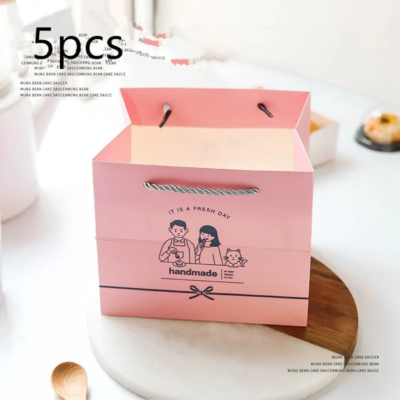 Hand painted egg yolk crisp food packaging box - Pink Bag