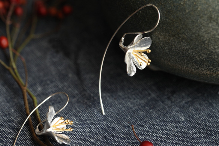 Flower Tassel Long Earrings