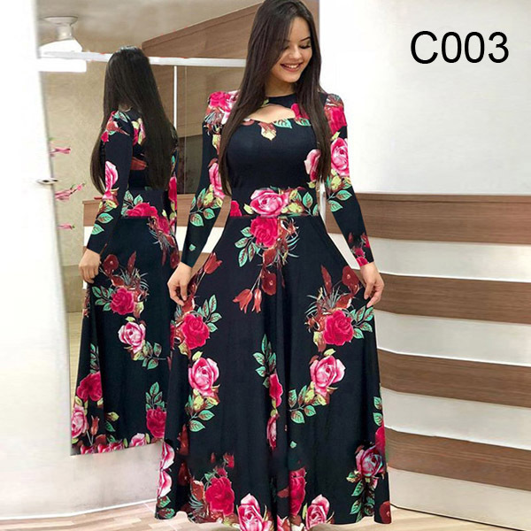 Floral print long sleeve dress