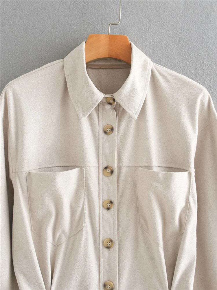 Long sleeve suede dress