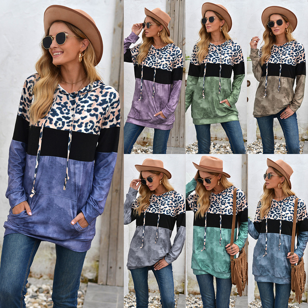 The leopard print fits into a hoodie